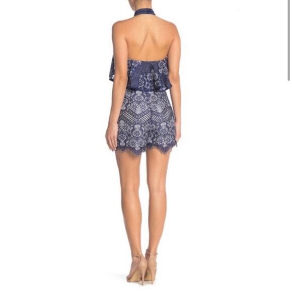 Anthropologie foxiedox daleyza blue lace halter romper sz small shower outfit - Picture 2 of 11